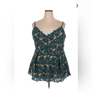 City Chic Sleeveless lace sweetheart neckline teal size 20